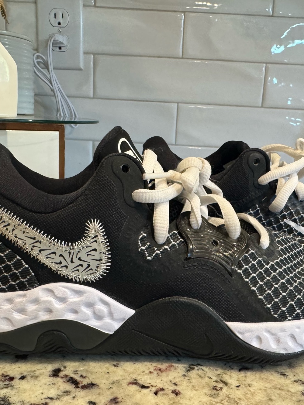 Nike Kids Black and White Patterned Athletic Sneakers